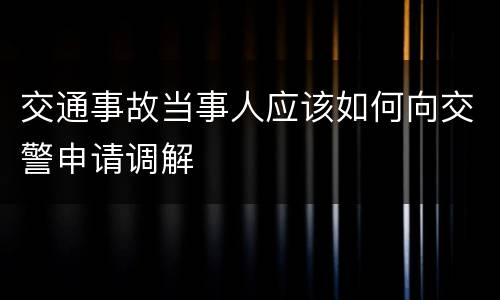 交通事故当事人应该如何向交警申请调解
