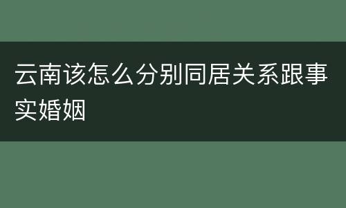云南该怎么分别同居关系跟事实婚姻