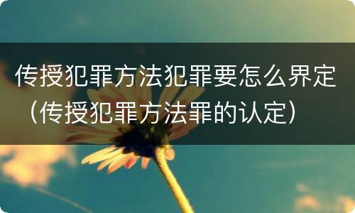 传授犯罪方法犯罪要怎么界定(传授犯罪方法罪的认定)