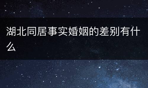 湖北同居事实婚姻的差别有什么