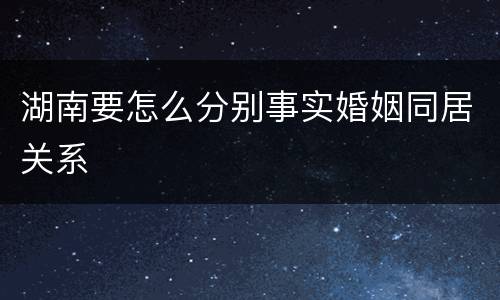 湖南要怎么分别事实婚姻同居关系