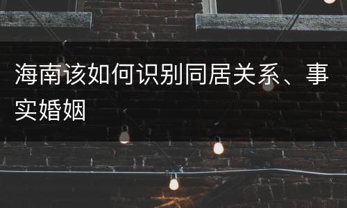 海南该如何识别同居关系、事实婚姻