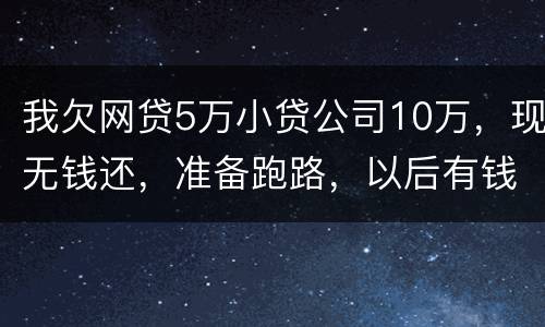 我欠网贷5万小贷公司10万，现无钱还，准备跑路，以后有钱了在还可以吗