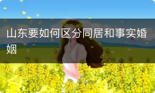 山东要如何区分同居和事实婚姻