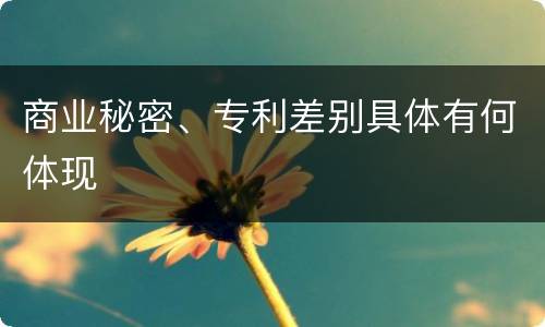 商业秘密、专利差别具体有何体现