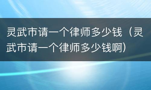 灵武市请一个律师多少钱（灵武市请一个律师多少钱啊）