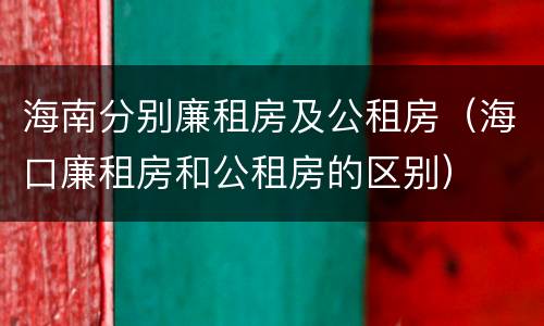 海南分别廉租房及公租房（海口廉租房和公租房的区别）