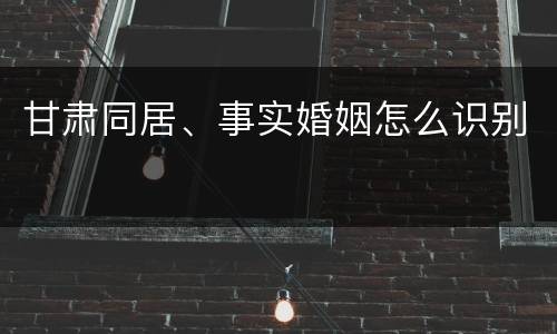 甘肃同居、事实婚姻怎么识别