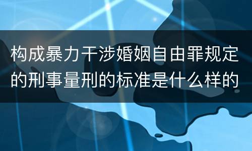 构成暴力干涉婚姻自由罪规定的刑事量刑的标准是什么样的