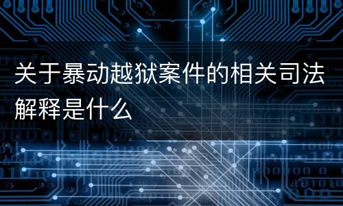 关于暴动越狱案件的相关司法解释是什么