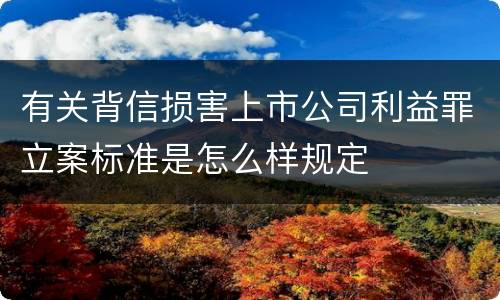 有关背信损害上市公司利益罪立案标准是怎么样规定