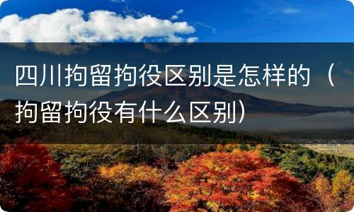 四川拘留拘役区别是怎样的（拘留拘役有什么区别）