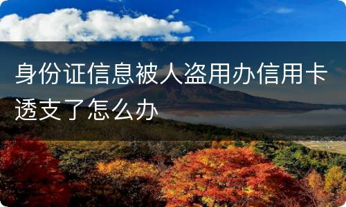 身份证信息被人盗用办信用卡透支了怎么办