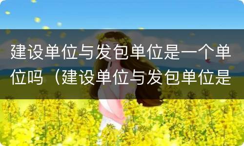 建设单位与发包单位是一个单位吗（建设单位与发包单位是一个单位吗）