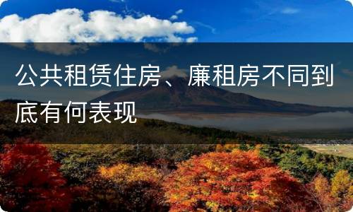 公共租赁住房、廉租房不同到底有何表现