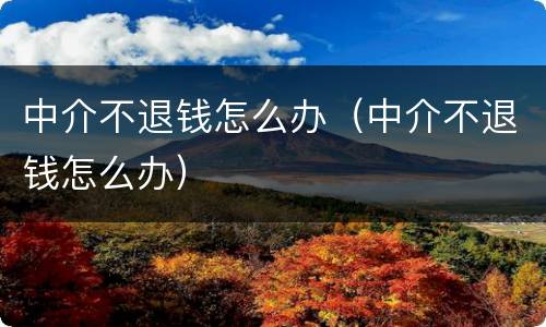 中介不退钱怎么办（中介不退钱怎么办）