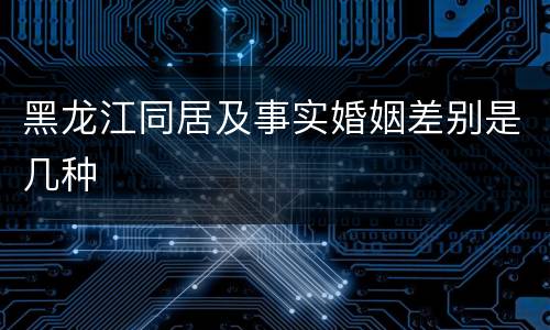 黑龙江同居及事实婚姻差别是几种