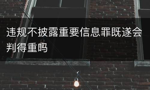 违规不披露重要信息罪既遂会判得重吗
