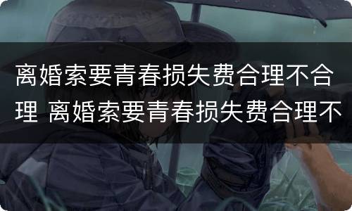 离婚索要青春损失费合理不合理 离婚索要青春损失费合理不合理怎么办