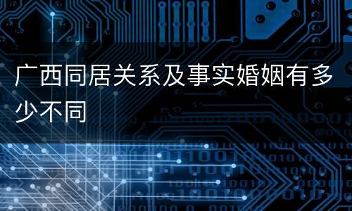广西同居关系及事实婚姻有多少不同