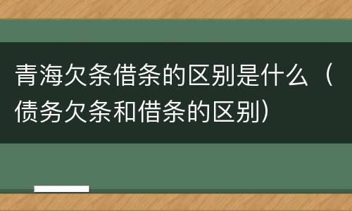 青海欠条借条的区别是什么（债务欠条和借条的区别）