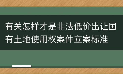 有关怎样才是非法低价出让国有土地使用权案件立案标准