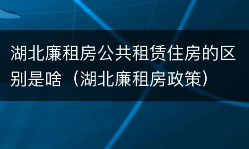 湖北廉租房公共租赁住房的区别是啥（湖北廉租房政策）