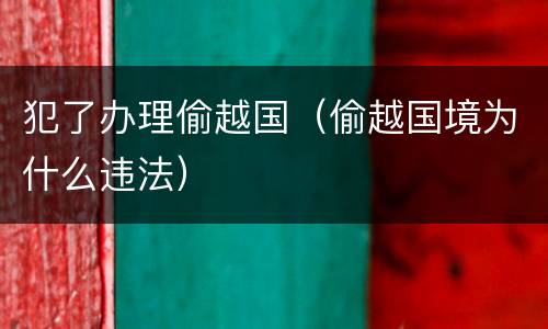犯了办理偷越国（偷越国境为什么违法）