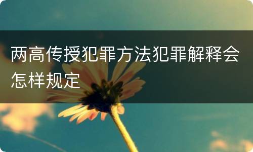 两高传授犯罪方法犯罪解释会怎样规定
