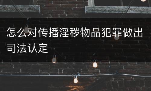 怎么对传播淫秽物品犯罪做出司法认定
