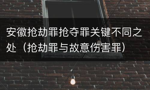 安徽抢劫罪抢夺罪关键不同之处（抢劫罪与故意伤害罪）
