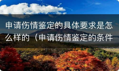 申请伤情鉴定的具体要求是怎么样的（申请伤情鉴定的条件）