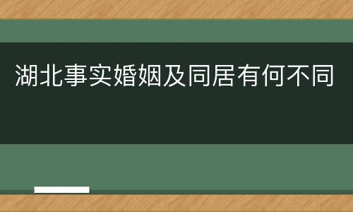 湖北事实婚姻及同居有何不同