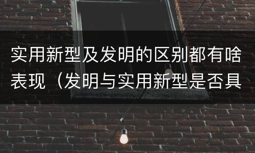 实用新型及发明的区别都有啥表现（发明与实用新型是否具有实用性）