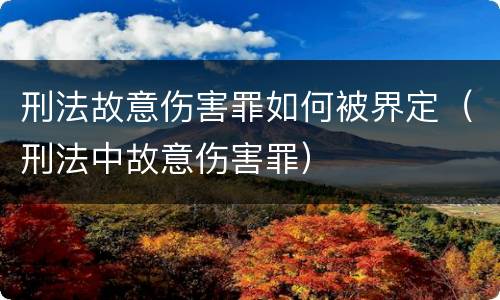 刑法故意伤害罪如何被界定（刑法中故意伤害罪）