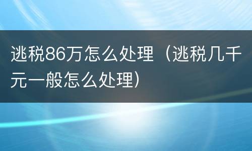 逃税86万怎么处理（逃税几千元一般怎么处理）