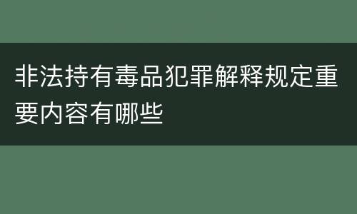 非法持有毒品犯罪解释规定重要内容有哪些