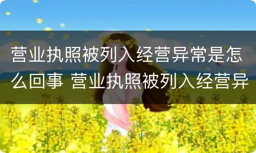 营业执照被列入经营异常是怎么回事 营业执照被列入经营异常是怎么回事呢