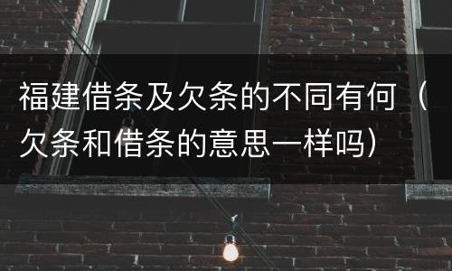 福建借条及欠条的不同有何（欠条和借条的意思一样吗）