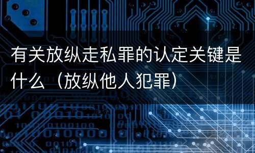 有关放纵走私罪的认定关键是什么（放纵他人犯罪）