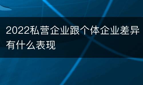 2022私营企业跟个体企业差异有什么表现
