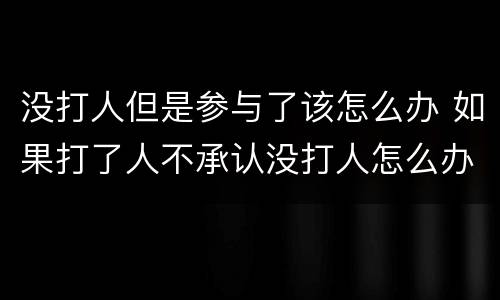 没打人但是参与了该怎么办 如果打了人不承认没打人怎么办呢