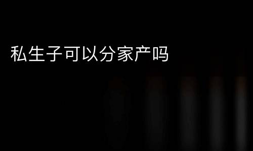 私生子可以分家产吗