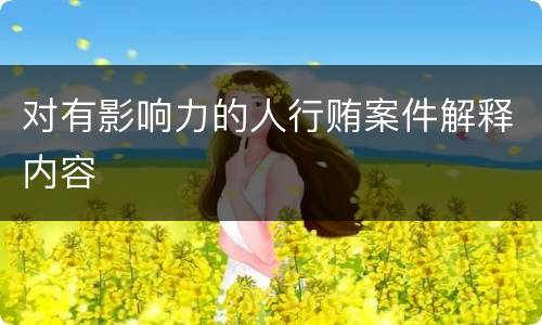 对有影响力的人行贿案件解释内容