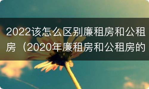 2022该怎么区别廉租房和公租房（2020年廉租房和公租房的区别）