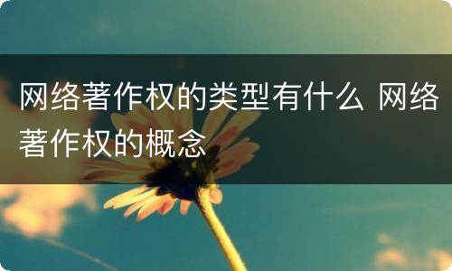 网络著作权的类型有什么 网络著作权的概念