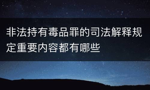 非法持有毒品罪的司法解释规定重要内容都有哪些