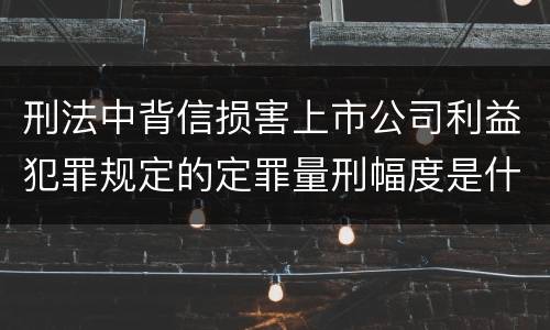 刑法中背信损害上市公司利益犯罪规定的定罪量刑幅度是什么