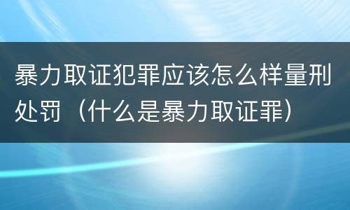 暴力取证犯罪应该怎么样量刑处罚（什么是暴力取证罪）