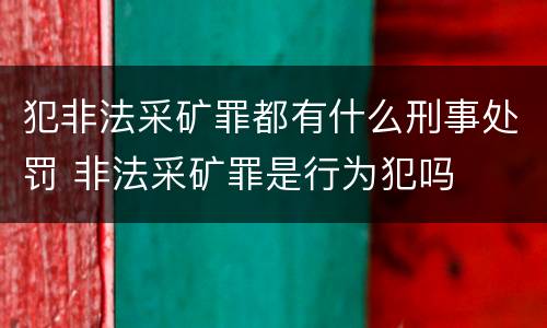 犯非法采矿罪都有什么刑事处罚 非法采矿罪是行为犯吗